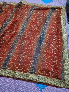 Elegant Red &amp; Gold Saree