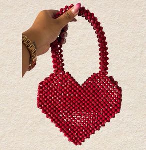 Red Heart Hand Beaded Handbag