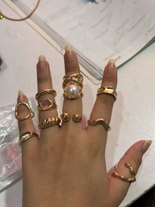 Chunky Gold Tone Ring Set