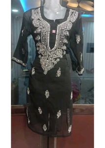 Black Chikankari Kurta Set