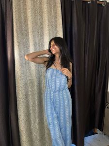 Blue Striped Jumpsuit
