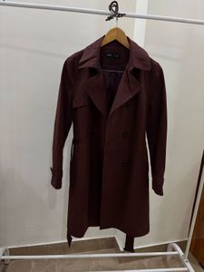 DOUBLE BREASTED BURGUNDY  TRENCH COAT