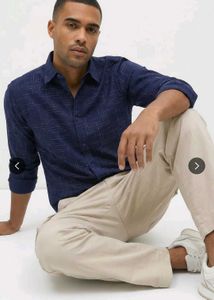 Men's Navy Blue Printed Casual Shirt