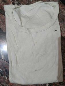 Cream Ribbed T-Shirt