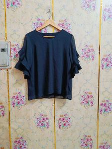 Chic Black Ruffle Sleeve Blouse