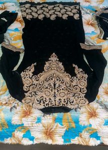 Black long kurta with churidaar and du