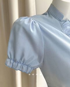Light Blue Ruffled Short Sleeve Top
