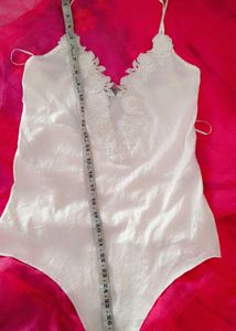 Elegant White Lace Trim Bodysuit