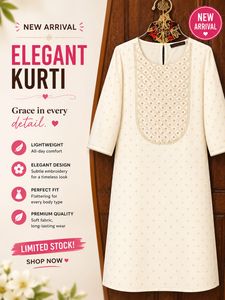 Elegant Cream Kurti with Embroidery