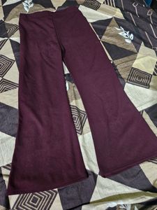 Flared Burgundy Pants For Women