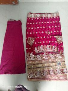 Red &amp; Gold Embellished Sari