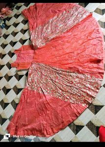 bust 38 Elegant Coral Embroidered Gown