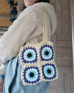 Evil eye crochet bag
