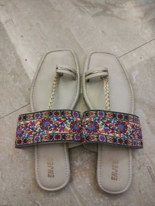 Embroidered Kolhapuri style Flat Sandals