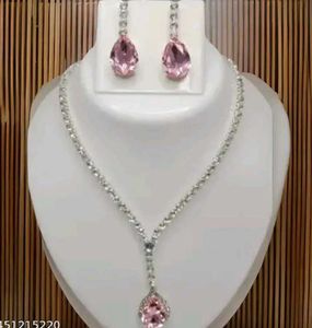 Pink Cubic Zirconia Necklace Set...