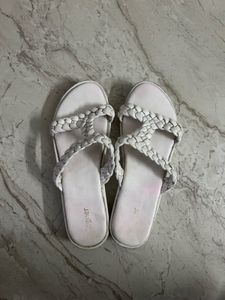 Cogner White Braided Sandals