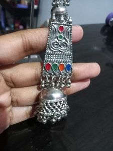 Oxidized Silver Jhumka Earrings