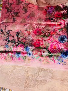 Zari Brocade Floral Print Saree
