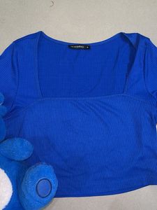 navy blue fitted crop top