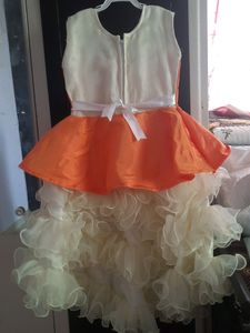 Orange And Cream Girl Frock