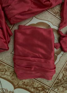 Red Satin Lace Trim Gown