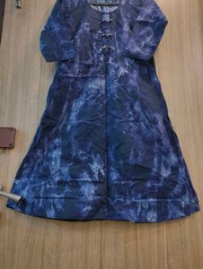 Stylish Blue Tie-Dye Ethnic Gown