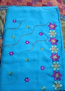 Light Blue Floral Saree