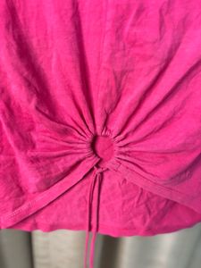 Vibrant Pink Tie-Front Crop Top