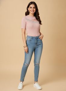 Cute Pink Ribbed Top