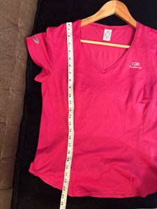 Pink V-Neck Athletic T-Shirt
