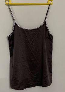Black Satin Cami Sparkle Diamond straps