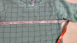 Chic Teal Checkered Bell Sleeve Top