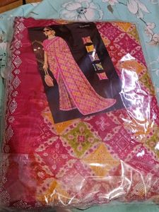 Elegant Pink & Yellow Bandhani Saree