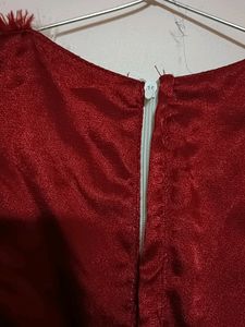 Maroon And White Frock For Winte