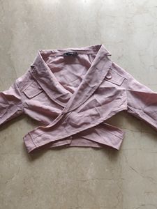 Beautiful Tie Back Wrap Crop Shirt Top