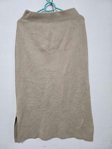 Beige Knit Midi Skirt