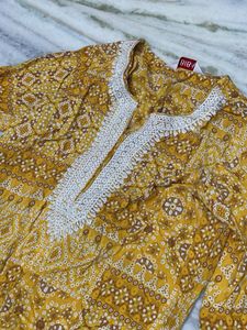 Stylish Yellow Printed Kurta