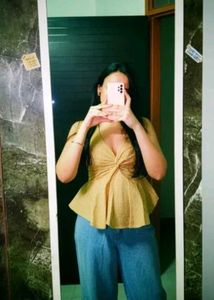 Stylish Yellow Striped Peplum Top