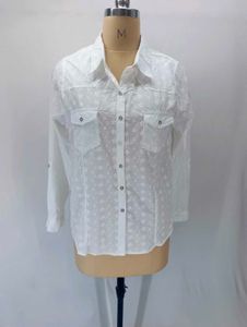 White Embroidered Button-Up Shirt
