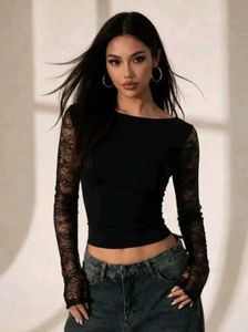 Chic Black Lace Sleeve Top