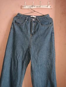 Wide Leg Blue Denim Jeans
