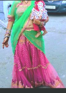 Beautiful Pink & Green Lehenga Set