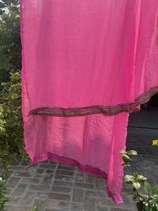 Vibrant Pink Dupatta with Embellished Border