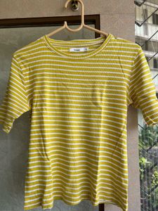 Yellow Striped Crop Top