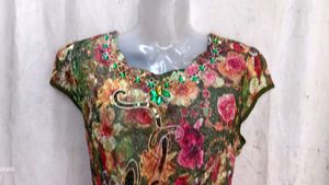 Embellished Floral Print Sheath Dress