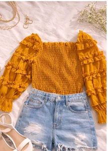 Smocked Off-Shoulder Ruffle Top