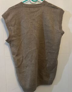 Men Woolen Brown Sweater Of Half Sleeve