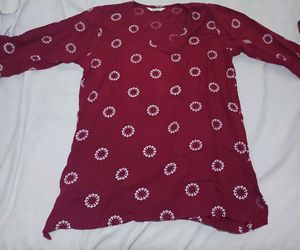 Maroon Printed Kurta
