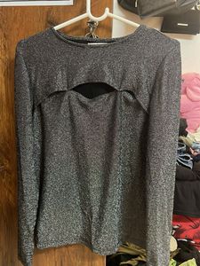 Sparkly Cutout Long Sleeve Top