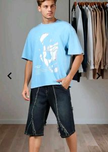 Shein Light Blue Graphic Print Tee